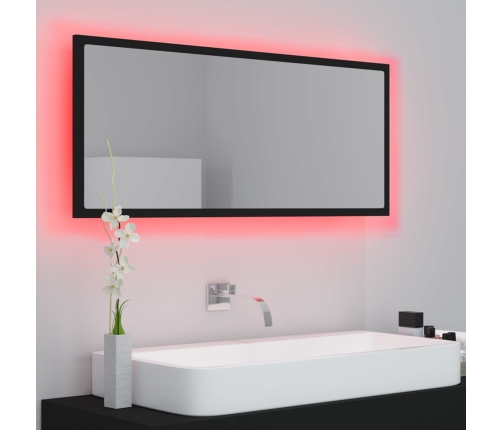 Espejo de baño LED acrílico negro 100x8,5x37 cm