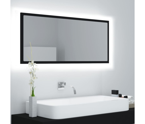 Espejo de baño LED acrílico negro 100x8,5x37 cm