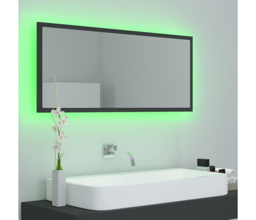 Espejo de baño LED acrílico gris 100x8,5x37 cm