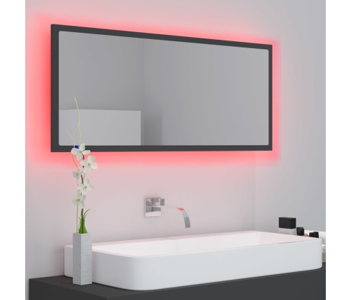 Espejo de baño LED acrílico gris 100x8,5x37 cm