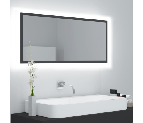 Espejo de baño LED acrílico gris 100x8,5x37 cm