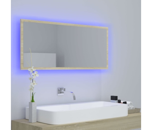 Espejo de baño LED acrílico color roble Sonoma 100x8,5x37 cm