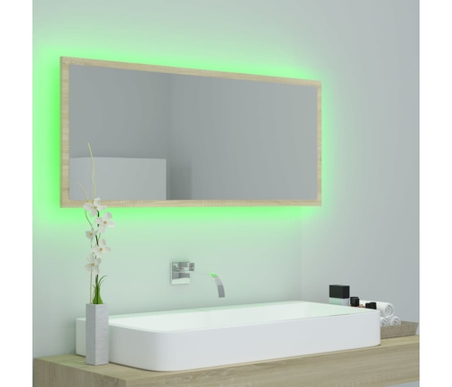 Espejo de baño LED acrílico color roble Sonoma 100x8,5x37 cm