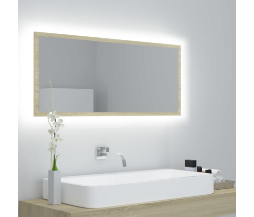 Espejo de baño LED acrílico color roble Sonoma 100x8,5x37 cm