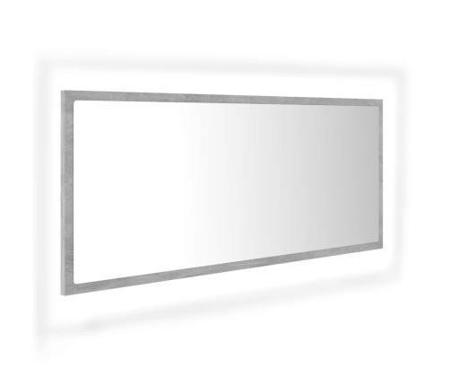 Espejo de baño LED acrílico gris hormigón 100x8,5x37 cm