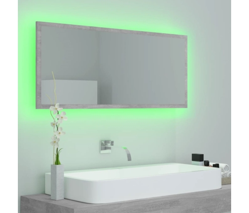 Espejo de baño LED acrílico gris hormigón 100x8,5x37 cm