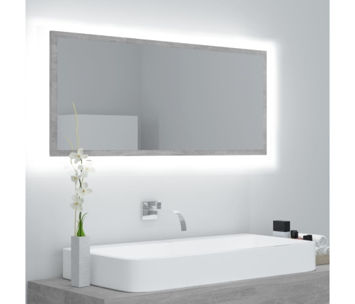 Espejo de baño LED acrílico gris hormigón 100x8,5x37 cm