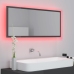 Espejo de baño LED acrílico gris brillo 100x8,5x37 cm