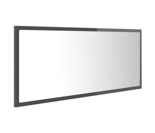 Espejo de baño LED acrílico gris brillo 100x8,5x37 cm