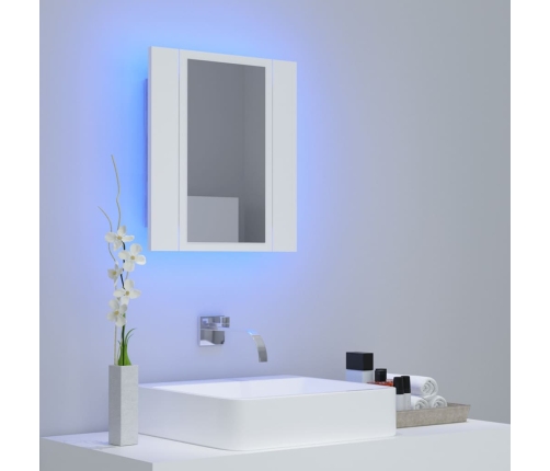 Armario espejo de baño con luz LED acrílico blanco 40x12x45 cm