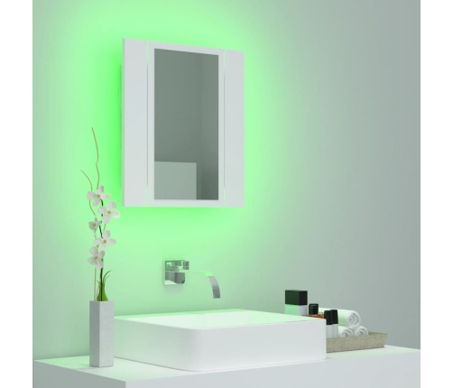 Armario espejo de baño con luz LED acrílico blanco 40x12x45 cm