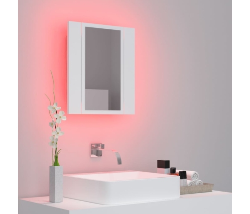 Armario espejo de baño con luz LED acrílico blanco 40x12x45 cm