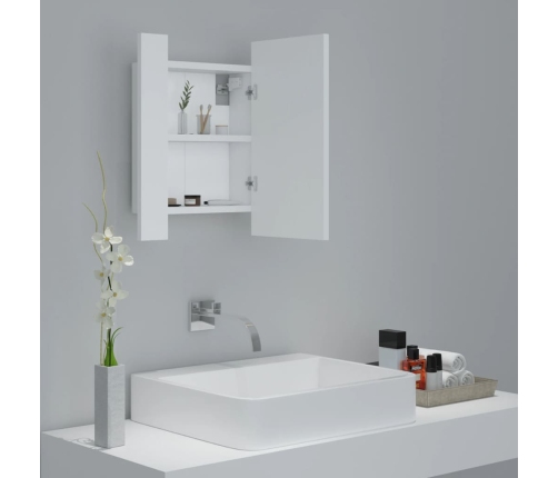 Armario espejo de baño con luz LED acrílico blanco 40x12x45 cm