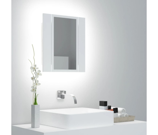 Armario espejo de baño con luz LED acrílico blanco 40x12x45 cm