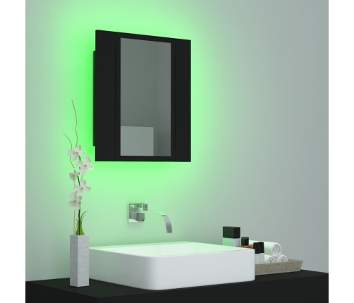 Armario espejo de baño con luz LED acrílico negro 40x12x45 cm