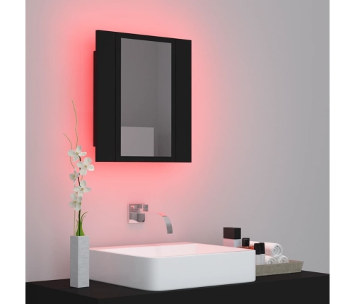 Armario espejo de baño con luz LED acrílico negro 40x12x45 cm