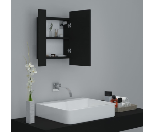 Armario espejo de baño con luz LED acrílico negro 40x12x45 cm