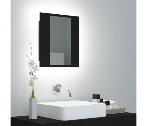 Armario espejo de baño con luz LED acrílico negro 40x12x45 cm