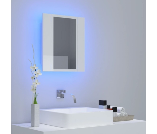 Armario espejo de baño LED acrílico blanco brillo 40x12x45 cm