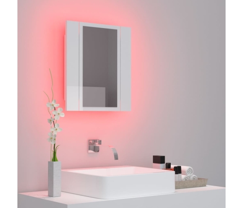 Armario espejo de baño LED acrílico blanco brillo 40x12x45 cm