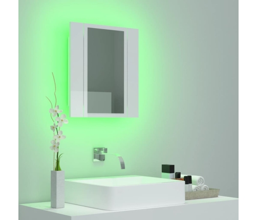 Armario espejo de baño LED acrílico blanco brillo 40x12x45 cm