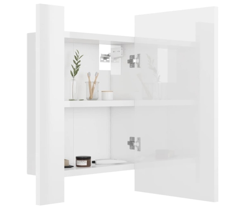 Armario espejo de baño LED acrílico blanco brillo 40x12x45 cm