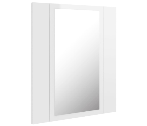 Armario espejo de baño LED acrílico blanco brillo 40x12x45 cm