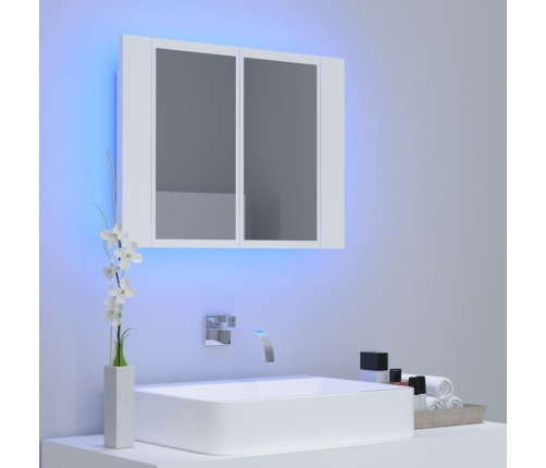 Armario espejo de baño con luz LED acrílico blanco 60x12x45 cm