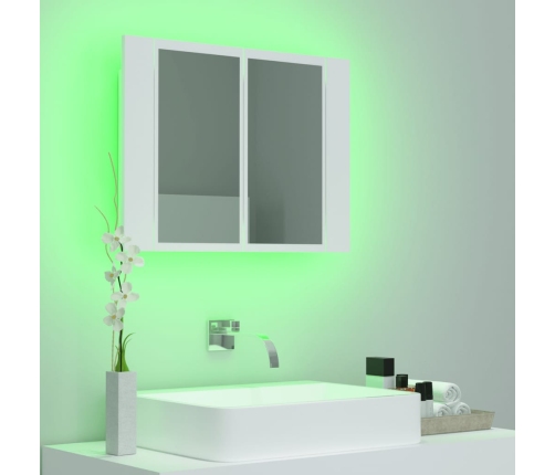 Armario espejo de baño con luz LED acrílico blanco 60x12x45 cm