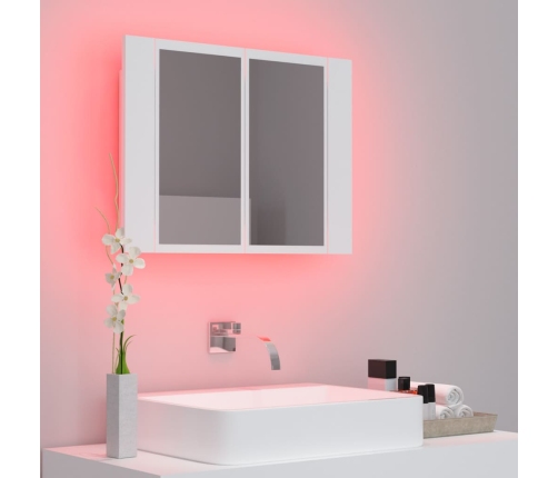 Armario espejo de baño con luz LED acrílico blanco 60x12x45 cm