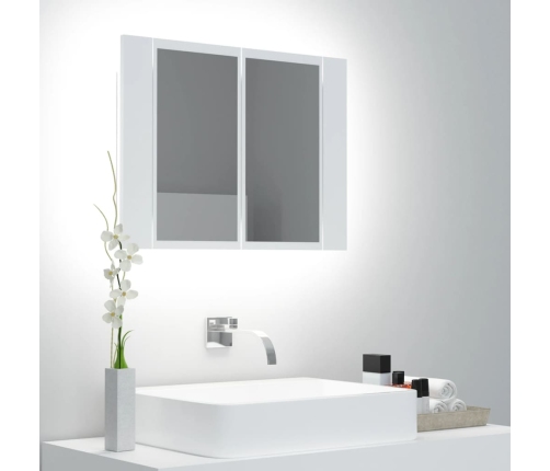 Armario espejo de baño con luz LED acrílico blanco 60x12x45 cm