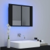 Armario espejo de baño con luz LED acrílico negro 60x12x45 cm