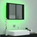 Armario espejo de baño con luz LED acrílico negro 60x12x45 cm