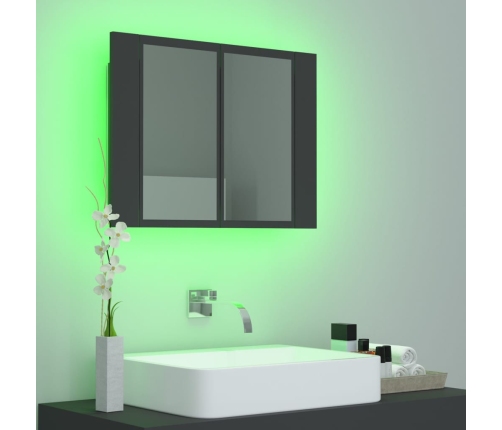 Armario espejo de baño con luz LED acrílico gris 60x12x45 cm