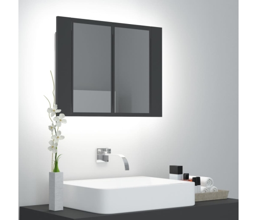 Armario espejo de baño con luz LED acrílico gris 60x12x45 cm