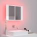 Armario espejo de baño LED acrílico blanco brillo 60x12x45 cm