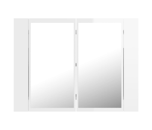 Armario espejo de baño LED acrílico blanco brillo 60x12x45 cm