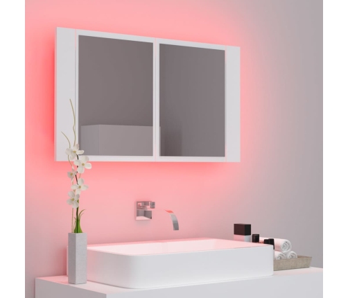 Armario espejo de baño con luz LED acrílico blanco 80x12x45 cm