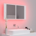 Armario espejo de baño con luz LED acrílico blanco 80x12x45 cm