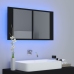 Armario espejo de baño con luz LED acrílico negro 80x12x45 cm