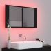 Armario espejo de baño con luz LED acrílico negro 80x12x45 cm