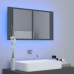 Armario espejo de baño con luz LED acrílico gris 80x12x45 cm