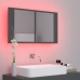 Armario espejo de baño con luz LED acrílico gris 80x12x45 cm