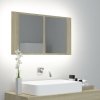 Armario espejo de baño LED acrílico roble Sonoma 80x12x45 cm