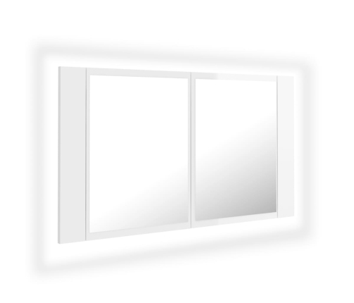 Armario espejo de baño LED acrílico blanco brillo 80x12x45 cm