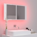 Armario espejo de baño LED acrílico blanco brillo 80x12x45 cm