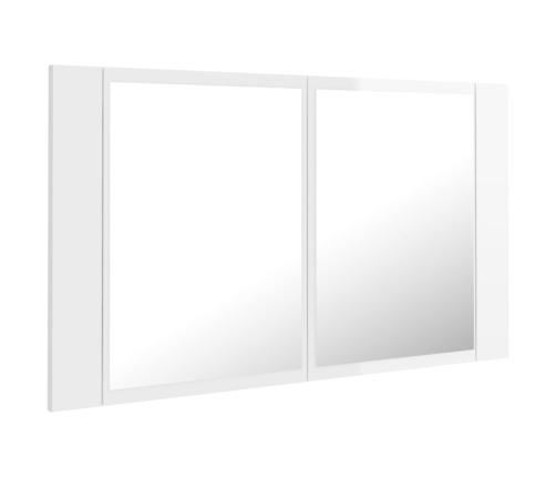 Armario espejo de baño LED acrílico blanco brillo 80x12x45 cm