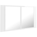 Armario espejo de baño LED acrílico blanco brillo 80x12x45 cm