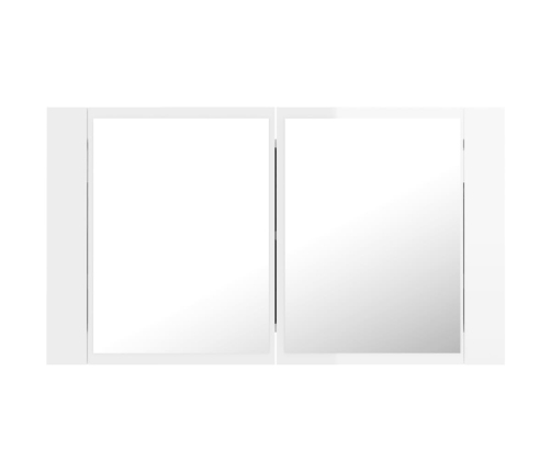 Armario espejo de baño LED acrílico blanco brillo 80x12x45 cm