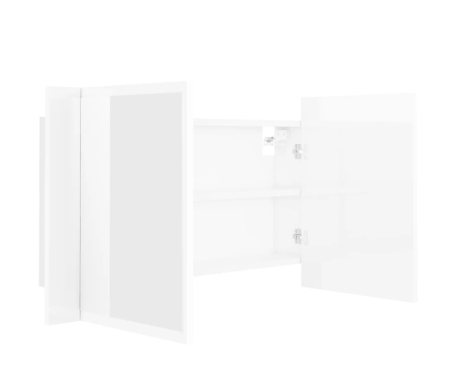 Armario espejo de baño LED acrílico blanco brillo 80x12x45 cm